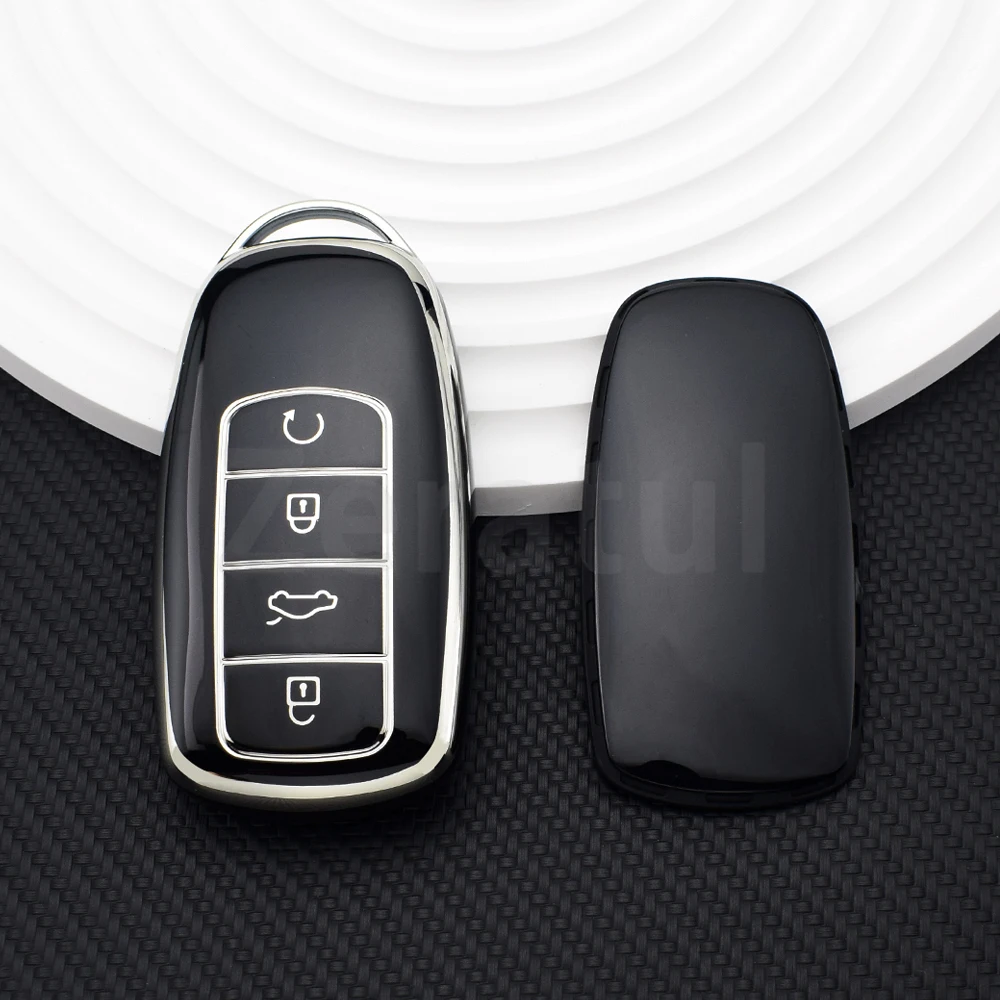 Soft TPU Car Smart Key Case Cover and Keychain Protector - Premium Car Accessories