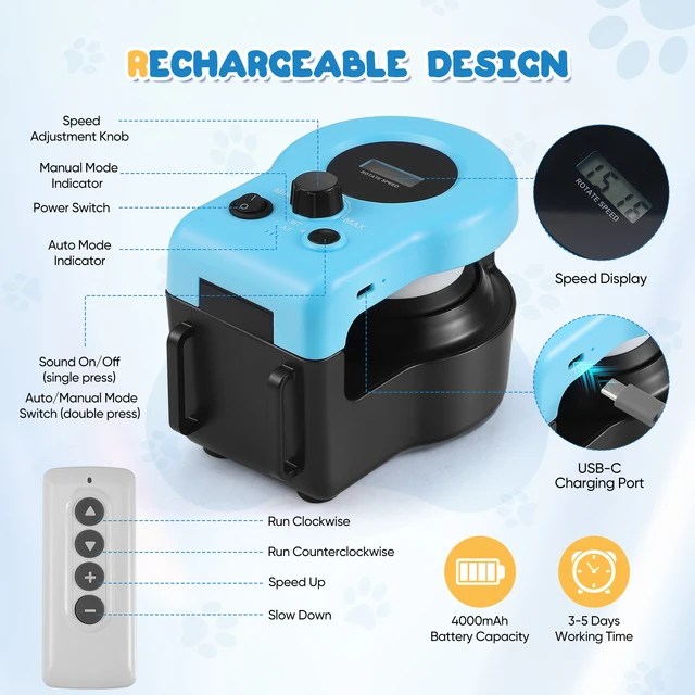 Bâton électrique et jouet de marche pour chat, avec télécommande, programme interactif de perte de poids, vocalises, et tapis roulant d'intérieur à plumes pour chat 4