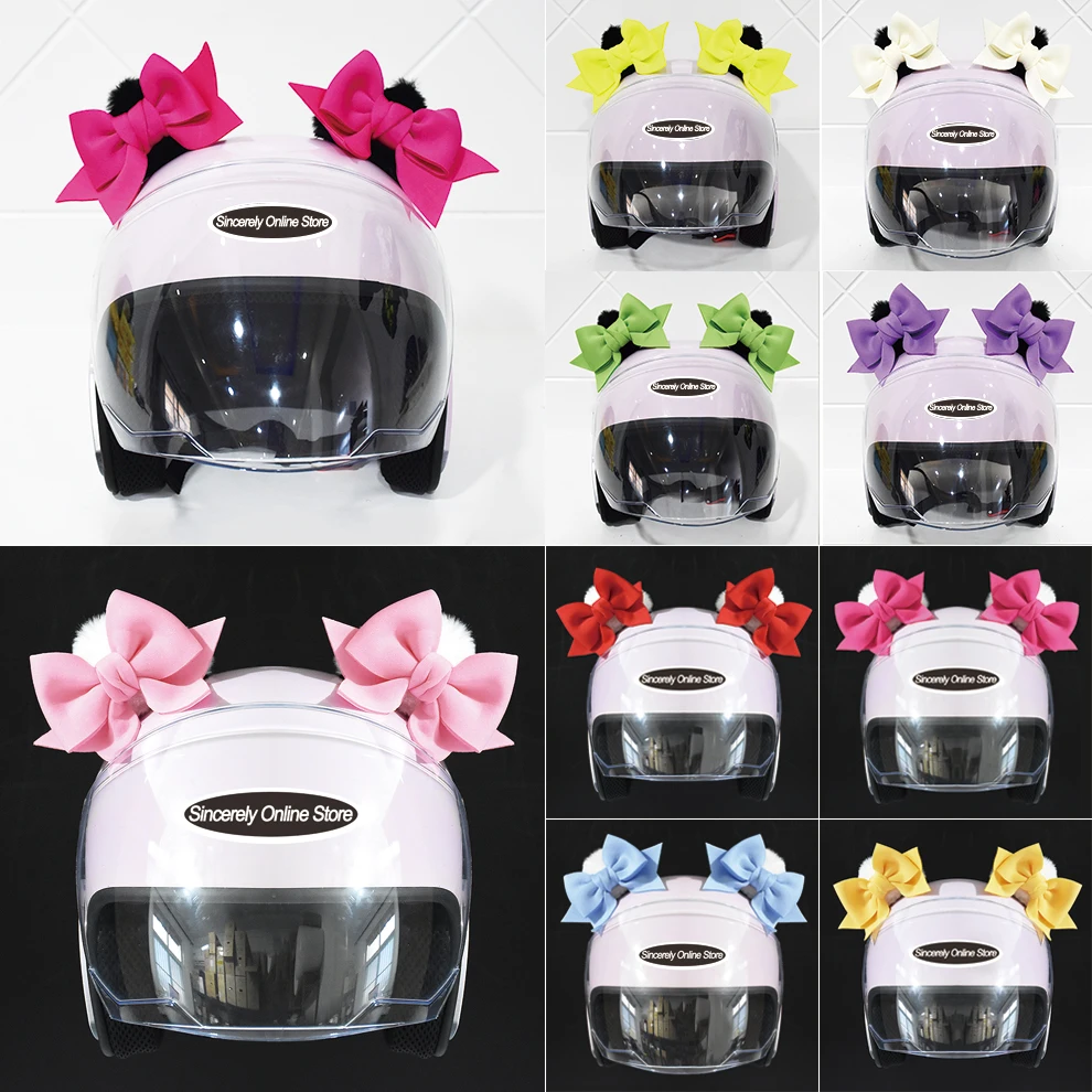 Helmet Decoration Ears Cute Bunny Ears Helmet Butterfly Knot for Motorcycle Sking Cycling Helmet Stickers Decor Cosplay Styling
