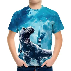 Children Clothes Girls 8 To 10 Years T Shirt For Boys Dinosaur Short Sleeve Cartoon Animals Summer Black Kid T-Shirts 3d Print