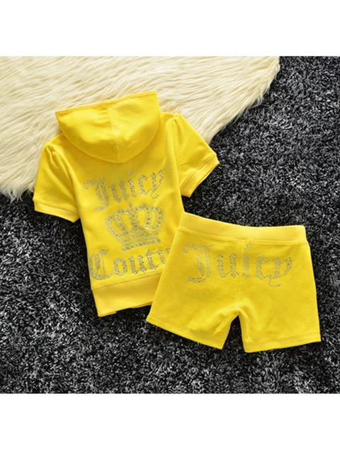 YICIYA Juicy Tracksuit Spring/Fall 2022 Women's Brand Velour Tracksuit Suit Women Velvet Zipper Sweatshirt And Pants Fat Sister yellow short set