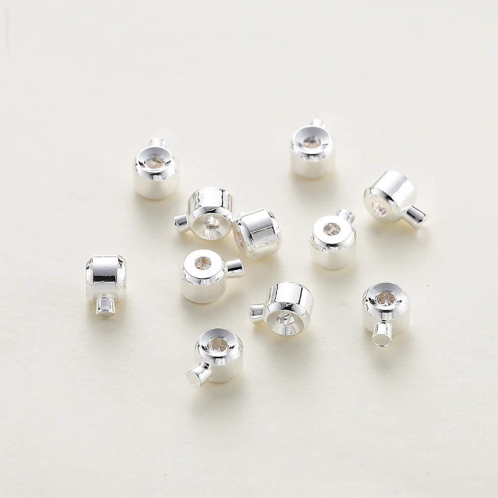 20pcs Positioning Clasp 14K 18K Gold Plated Crimp Snap Button Bracelet Necklace Fastener Ball End Cap For DIY Jewelry Findings