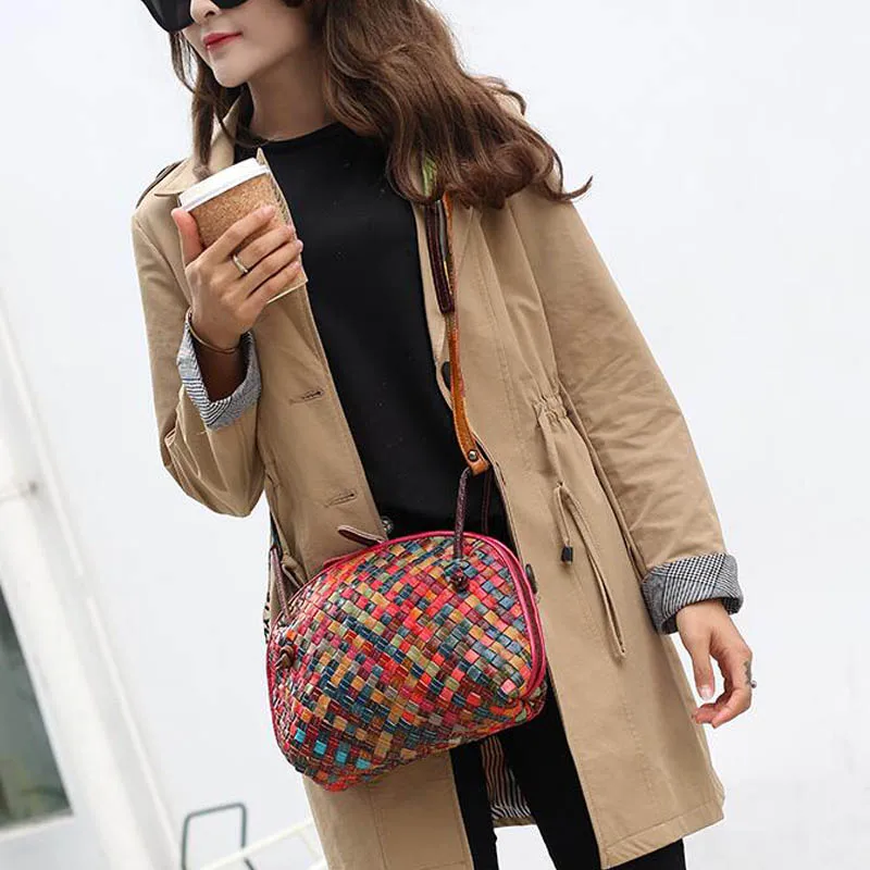 Women Shoulder Handbags Shell Bag Colorful Small Knitting Phone Money Zipper Crossbody Bags Girls Bolsa Feminina