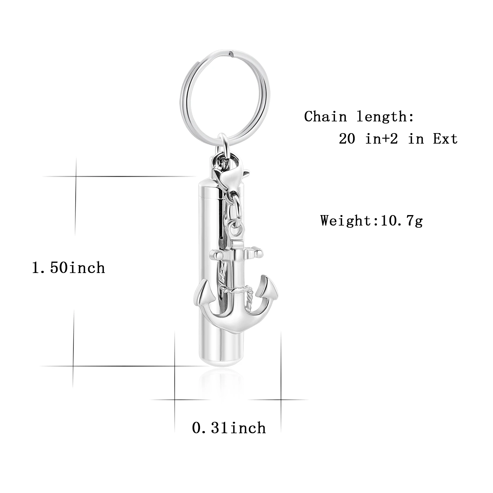 Cylinder With Anchor Cremation Urn Keyring Stainless Steel Jar Urns For Ashes Memorial Keepsake Jewelry Customized