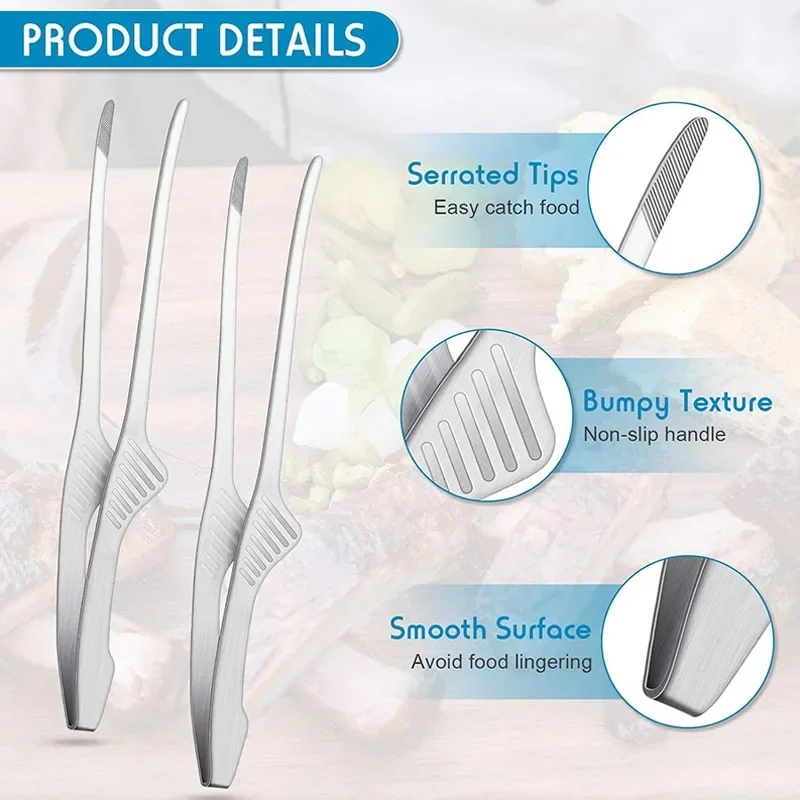 Stainless Steel Locking Tongs - Non-Slip BBQ & Salad Serving Utensil for Grilling, Buffet & Camping,  Professional Food Tongs