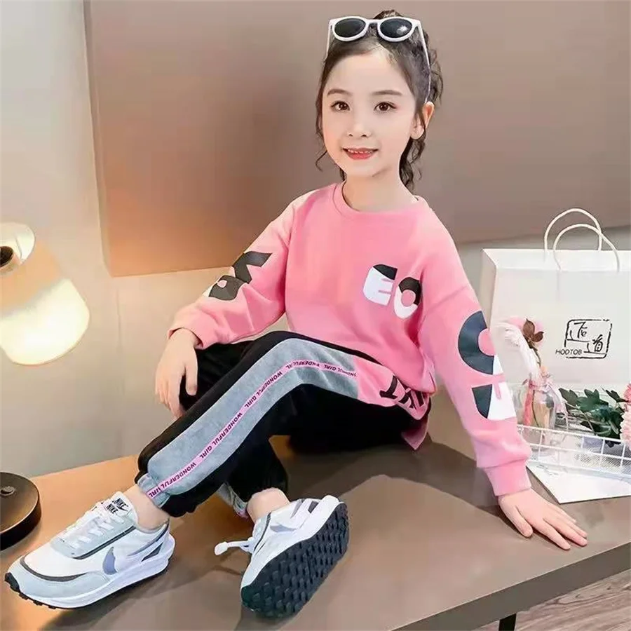 

Children'S Clothing Sets Girls Sports Suits Spring New Long-Sleeved Sweater+Pants Casual Girls Autumn Clothing For Teens 3-12Y