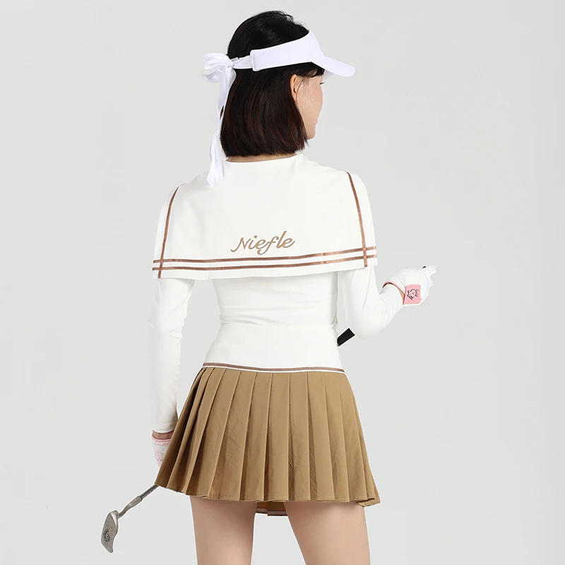 Autumn and Winter Golf Women's Clothing Long Sleeve T-shirt Elastic Slim Fashion Design Outdoor Leisure Sports Suit Skirt