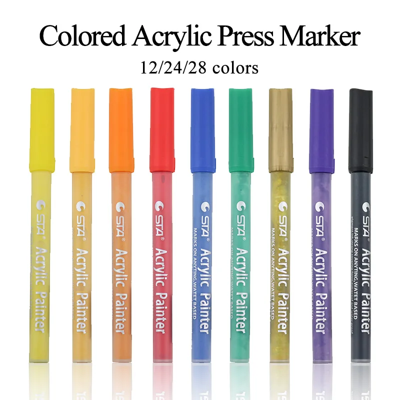 STA Creative Colored Acrylic Painter Marker Pen 12/24/28 Colors Water-based Ink DIY Graffit Canvas/Ceramic/Cloth Painting 1100 painting gouache box plum blossom shaped palette for acrylic painter acrylic painting watercolor paint anti ceramic