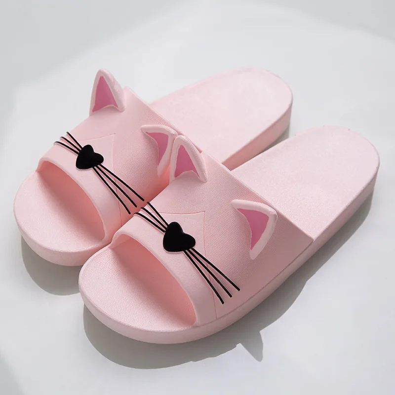 Zapatillas de con dibujos de gato mujer, chanclas suaves de PVC, para y baño| | - AliExpress
