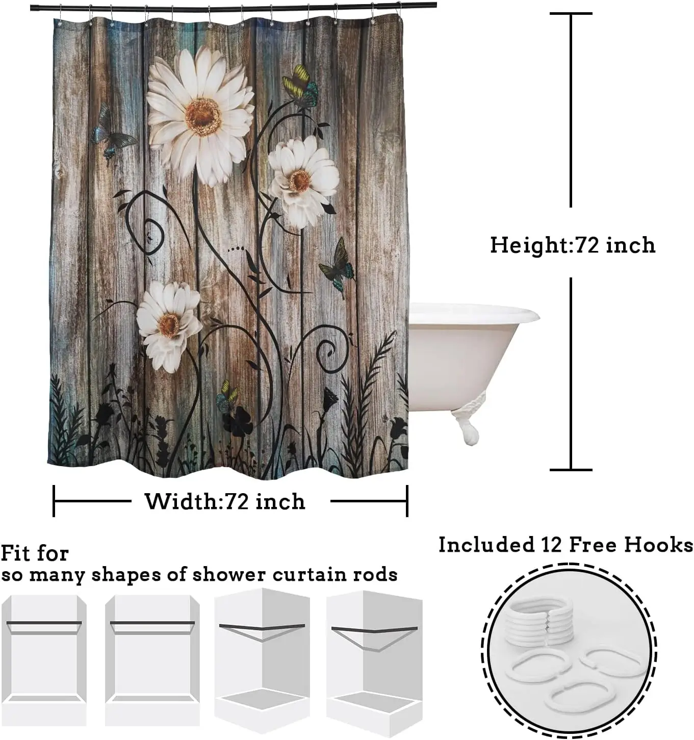 ستارة دش زهرية ريفية على شكل فراشة رمادية على شكل...