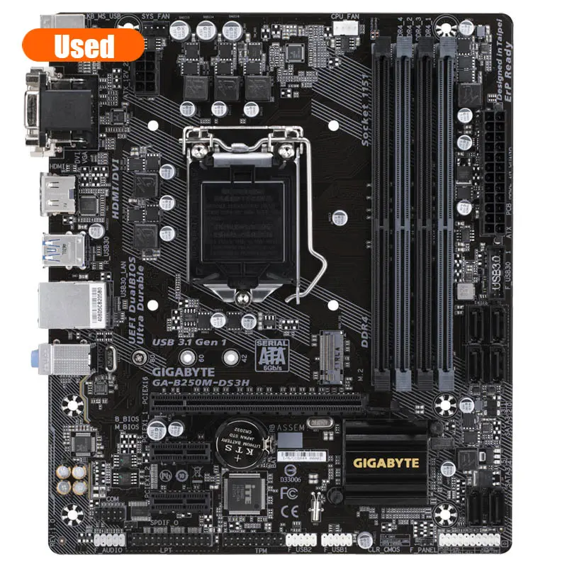 Used Gigabyte B250mds3h Desktop Motherboard Lga 1151 Support 6th/7th