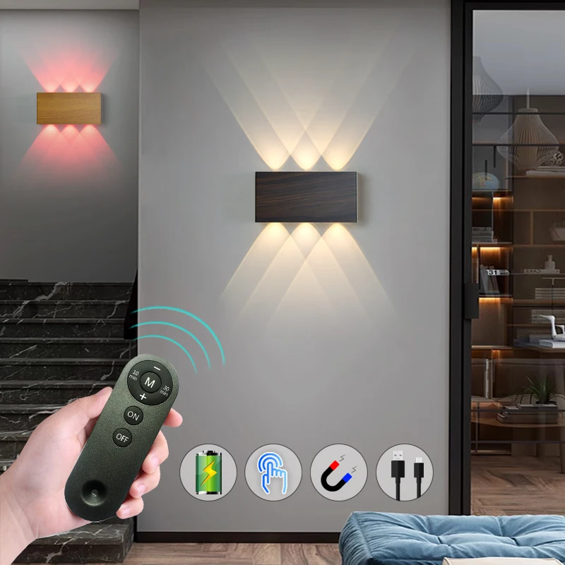 6W Charging Wall Lamp with Remote Control Colorful Wall lights