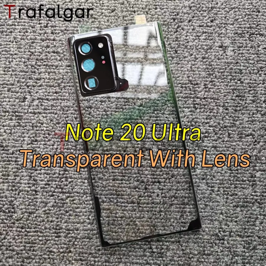 Clear Glass Back Cover For Samsung Galaxy Note 20 Ultra Battery Cover Panel Rear Housing Case Camera Lens Replacement camera lens cover,phone back cover,glass phone back cover,phone camera lens,glass battery cover,samsung phone case