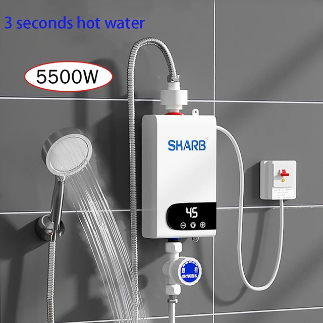 4500W Electric Water Heater Mini Tankless Instantaneous Water Heater  Kitchen Bathroom Shower Hot Water Fast Heating EU Plug 220V - AliExpress