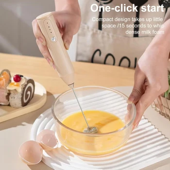 Montalatte con ricarica wireless USB, frullino per le uova, montalatte portatile, caffettiera calda, mixer, mini robot da cucina portatile 1