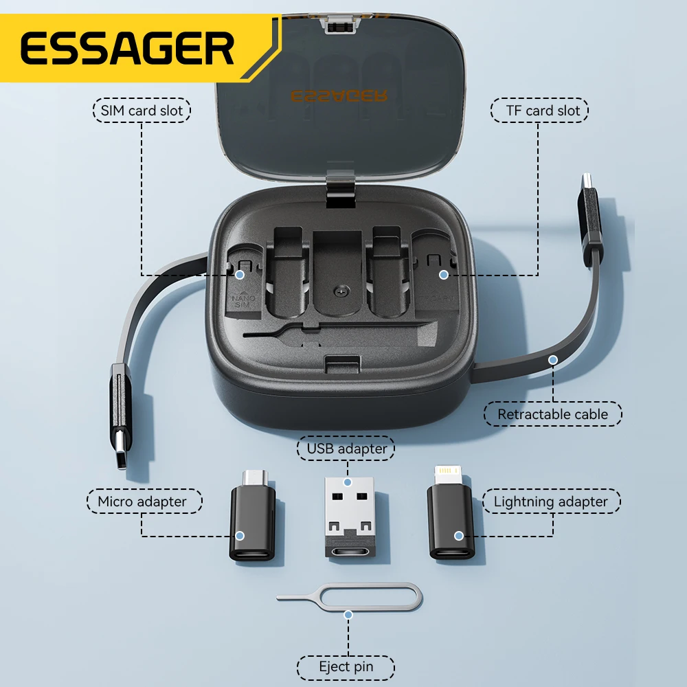 Essager 60 واط شحن سريع USB A/C إلى TypeC مايكرو ا...