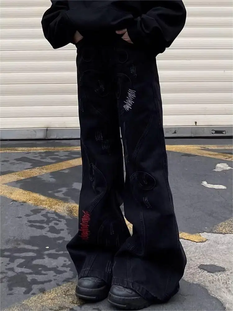 

HOUZHOU Y2k Gothic Harajuku Jeans Baggy Woman Patchwork Streetwear Denim Pants Japanese Vintage Korean Style Trousers Spring