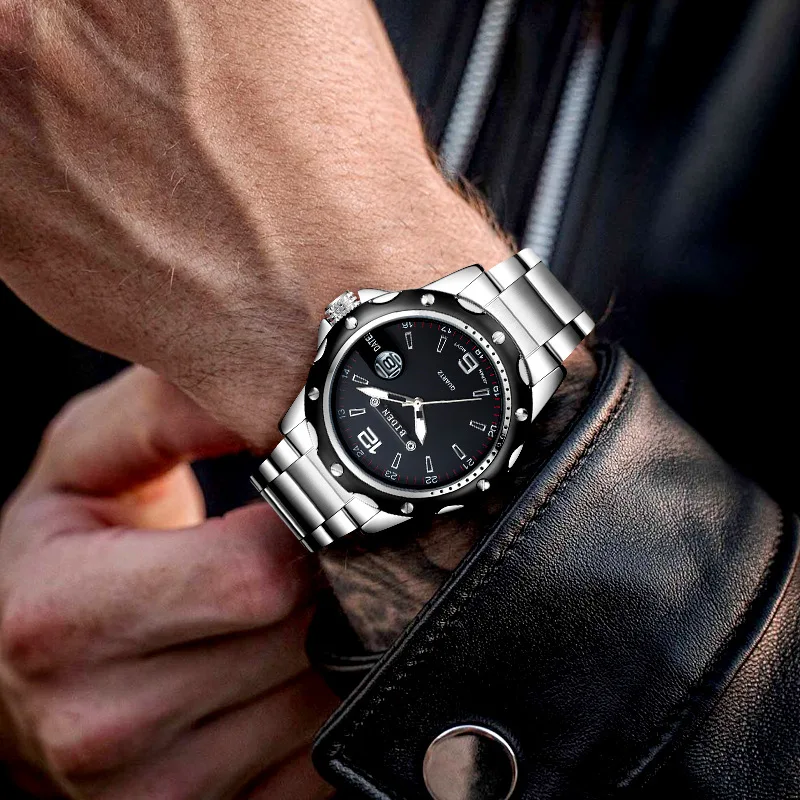 Men's Business Watch Waterproof Calendar Glow-in-Dark Multifunctional Steel Band Men's Watch Holiday Gift