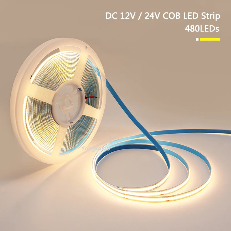 UL Listed COB LED Strip Light 320 LEDs/m 16.4ft High Density Flexible Tape Ribbon 3000K 6500K RA90 Led Lights DC12V 24V