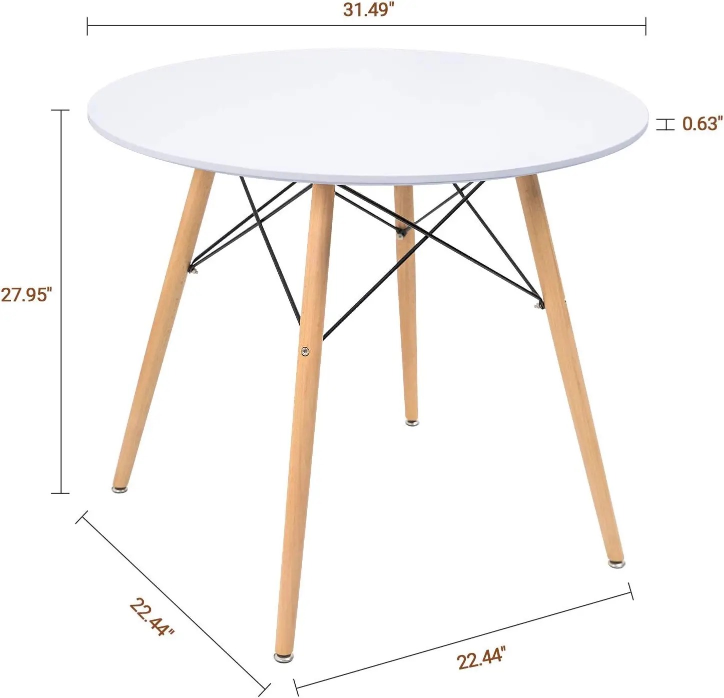 White Round Dining Table 32" Modern Pedestal Small Circle Room Table Leisure Tea Coffee Kitchen Table (White)