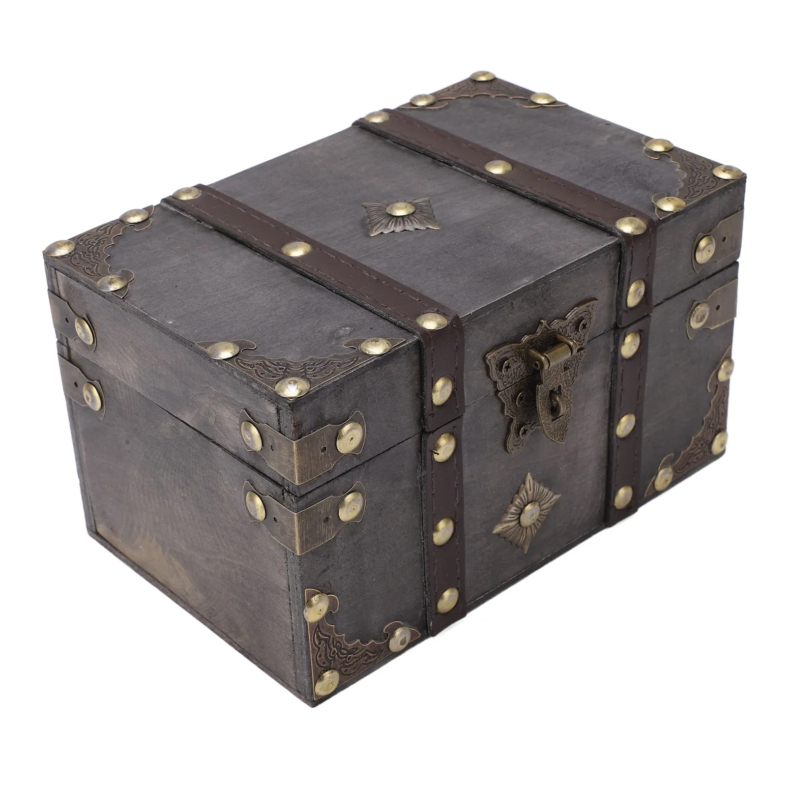 Vintage Wooden Treasure Chest with Coded Lock – Durable Wood Jewelry Box with Alloy Det... - SKU WJB23535 - UGI Packaging