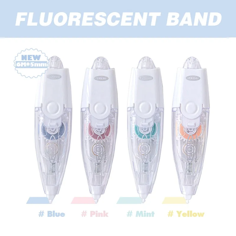 1pcs Fluorescent Band Color Correction Tape 5mm*6m for Spot Point Marker Highlighting Office School A7604 correction tape