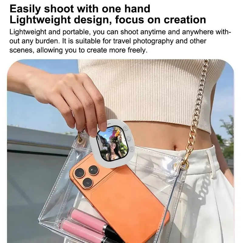 Compact Wireless Magnetic Phone Screen Projector & Selfie Camera for Vlogs and Live Streaming