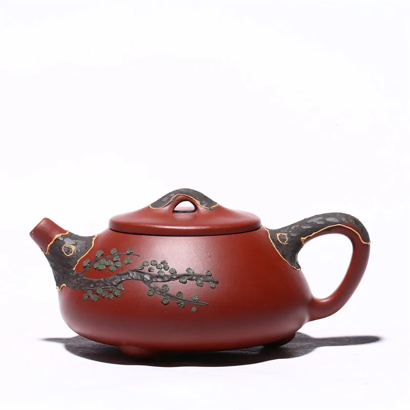 Chinese Style Double Color Teapot, Purple Clay Raw ore Dahongpao, Kung Fu Household, Pure Handmade, 200ML Creative Tea Pots, 1Pc
