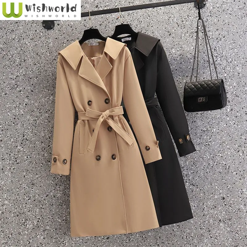 2023 New Spring and Autumn Long Jacket Age Reducing Coat Women's Loose Lace Up Slim and Elegant Women's Coat