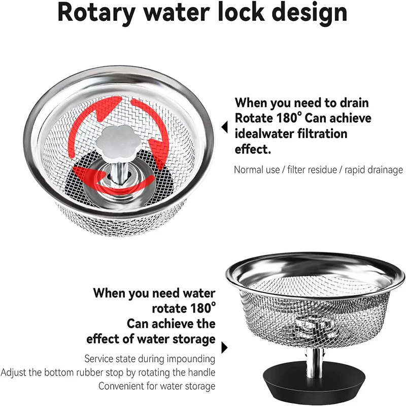1PCS Kitchen Sink Filter Stainless Steel Mesh Sink Strainer Filter Bathroom Strainer Drain Hole Trap Waste Screen