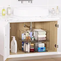 4 Pack Large Stackable Storage Drawers,Clear Acrylic Drawer Organizers with Handles, Easily Assemble for Bathroom NEW USA 2