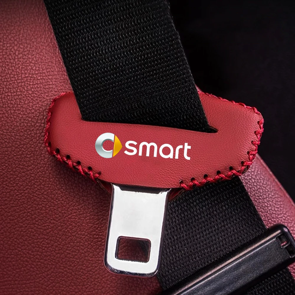 2pcs Car Seat Belt Buckle Plug Leather Clip Protective Cover For Smart Eq Fortwo Forfour 453 451 452 450 car accessories seat belt covers seat belt clip seat belt protection seat belt protector car seat belt accessory