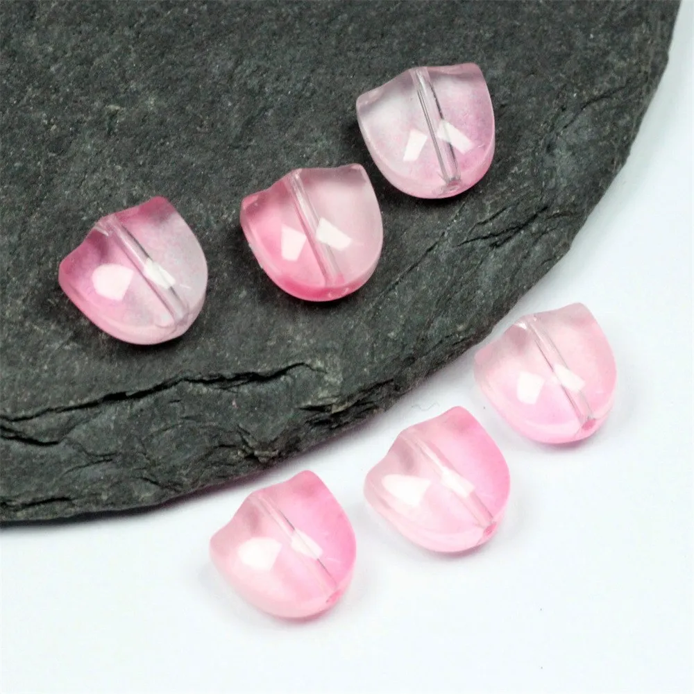 30pcs Multicolor Tulip Flower Glass Beads