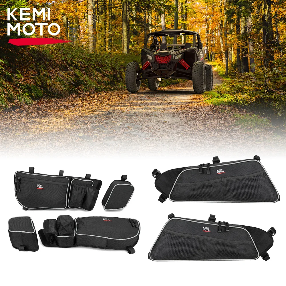 KEMIMOTO UTV Upper Lower Front Side Storage Door Bag w Knee Pad for Can Am Maverick X3, X3 Max 2/4 Doors 2017-2024 car armrest box arm rest for ford ecosport 2013 2017 double doors open 7usb centre console storage box arm rest