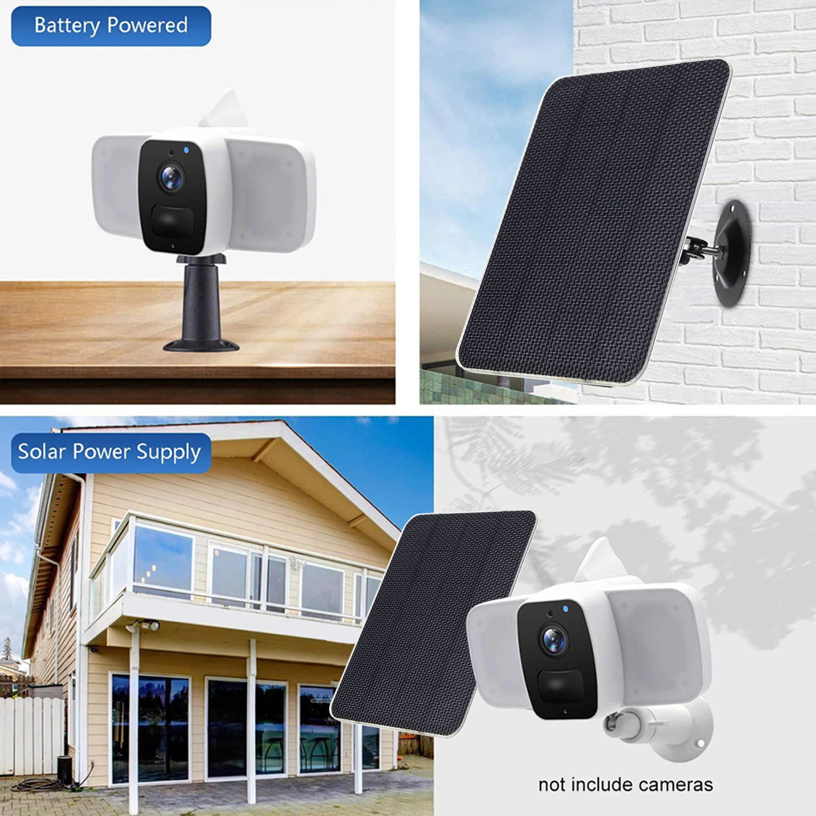 5V 10W Portable Solar Panel Charger For Camera Security Wireless Doorbell