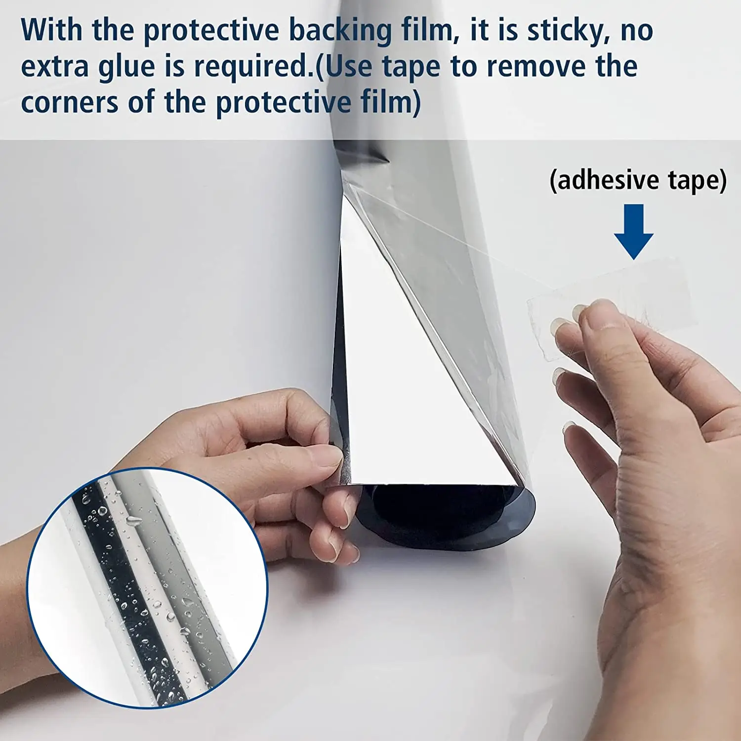 1M One Way Mirror Window Film Reflective Self-adhesive Glass Film Vinyl Anti UV Heat Control Sun Blocker Tinted Window Stickers