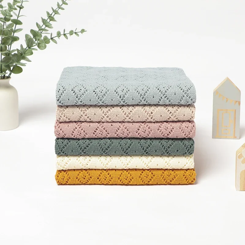 Newborn Baby Blanket Cotton Knit Infant Girl Boy Bedding Plaid Crib Quilt 100*80CM Stroller Warp Swaddling Super Soft Covers