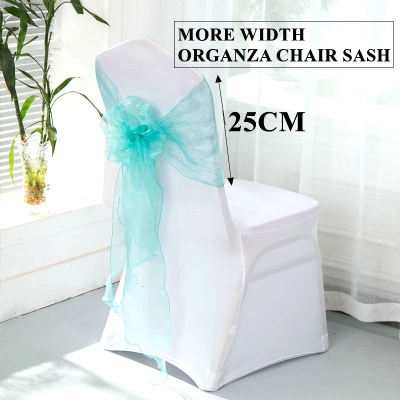 

50PCS Organza High Quality Chair Sash Wedding Chair Knot Cover Decoration Chairs Bow band Belt Ties For Weddings Banquet