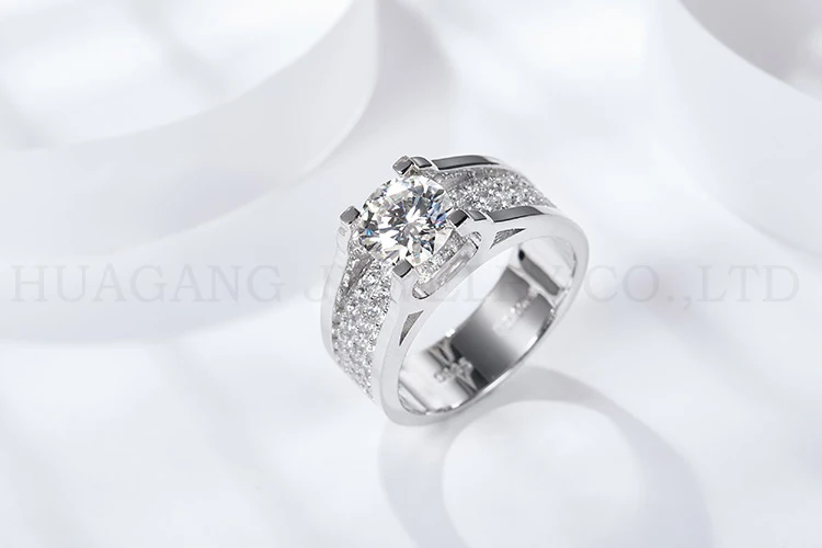 100% Real D 1CT / 2CT Moissanite Engagement Male Rings Platinum Plating Sterling Silver Labs Diamond Wedding Men's Rings