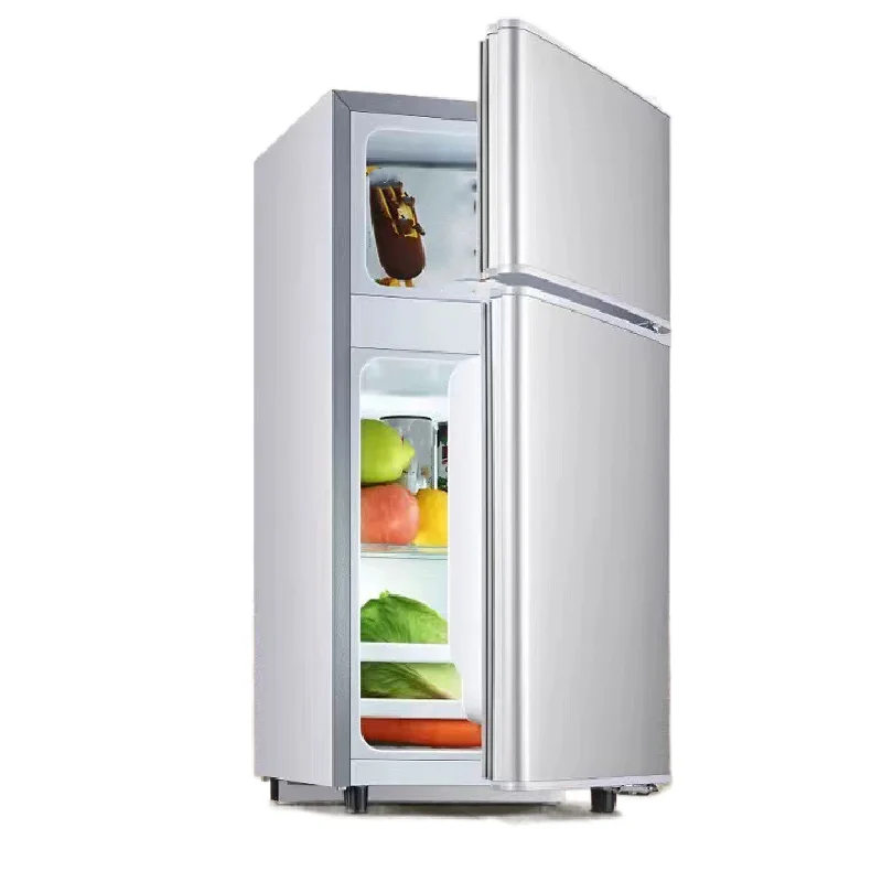 Domestic Double Door Fridge Stainless Steel Compact Design with Top and Bottom Freezers