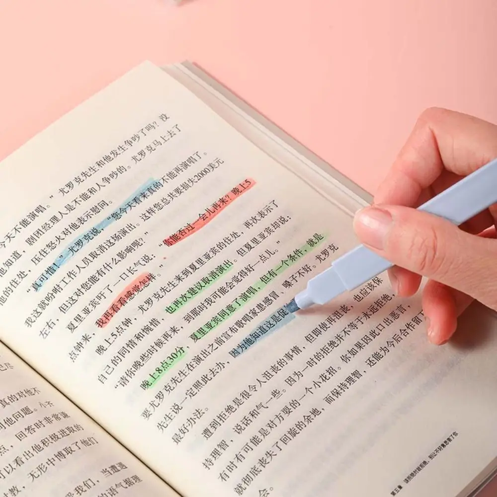 Double Headed Highlighter Pens Fluorescent Stationary Supplies Pastel Highlighters Kawaii Aesthetic Colored Markers Pens Office