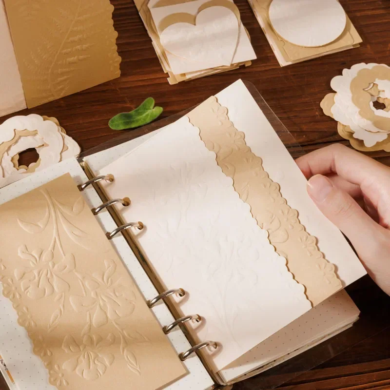 

40Sheets Material Package shaped Floating World Flower Relief Base Decoration Notebooks DIY Writing Scrapbook 155*140MM