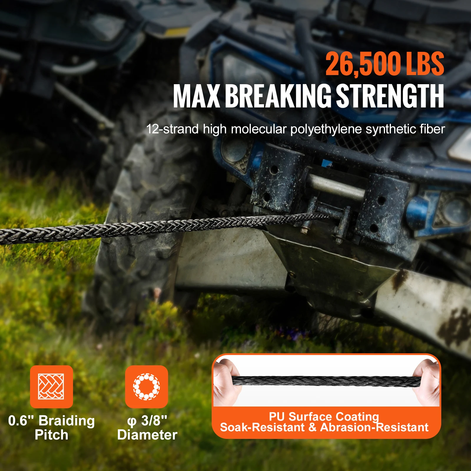 Synthetic Winch Rope for Off Road Vehicles