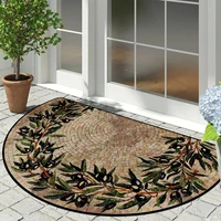 Entrance Door Mat Dustproof Floor Mats Semicircle Outdoor Imitation Stone Carpet Spring Green Plant Carpets Home Decoration Rug 1