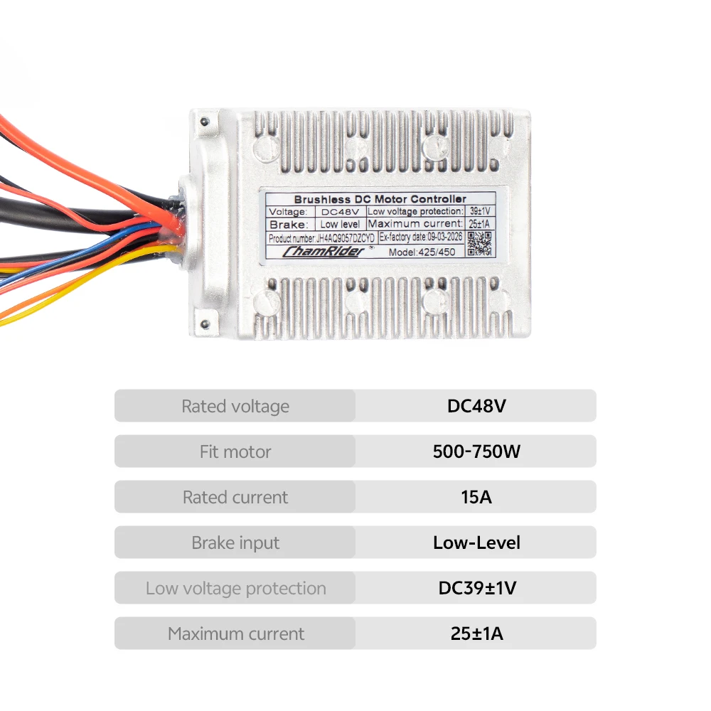 전기 자전거 컨트롤러 48V25A 모터 500-750W에 적합 ChamRider DT450/DTS425용 EBike 브러시리스 컨트롤러 키트