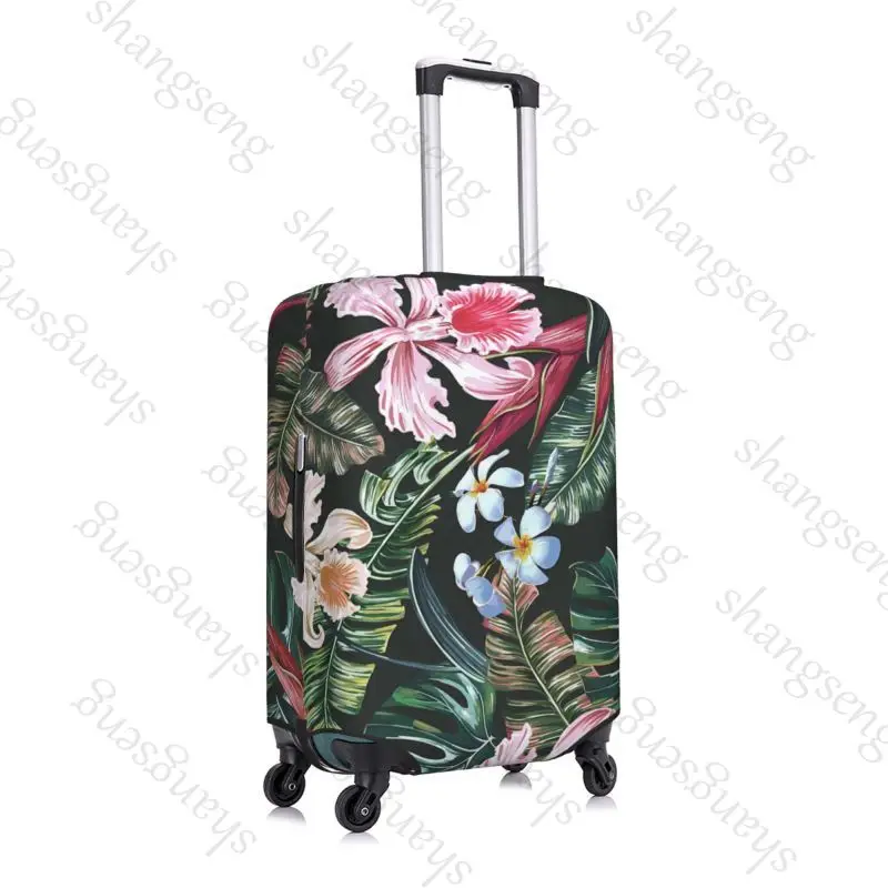 Palm Leaves Flower Thick Elastic Luggage Protective Cover Zipper Suit For Bag Suitcase Covers Trolley Cover Travel 2