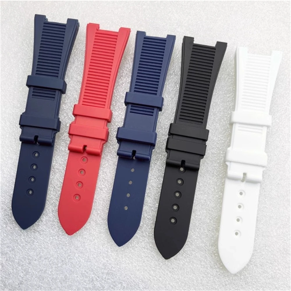 Large Size Watch Strap 25mm, Silver Pin Buckle Silicone Watchband, Mechanical Watch Accessories Replacement Watch Bracelet