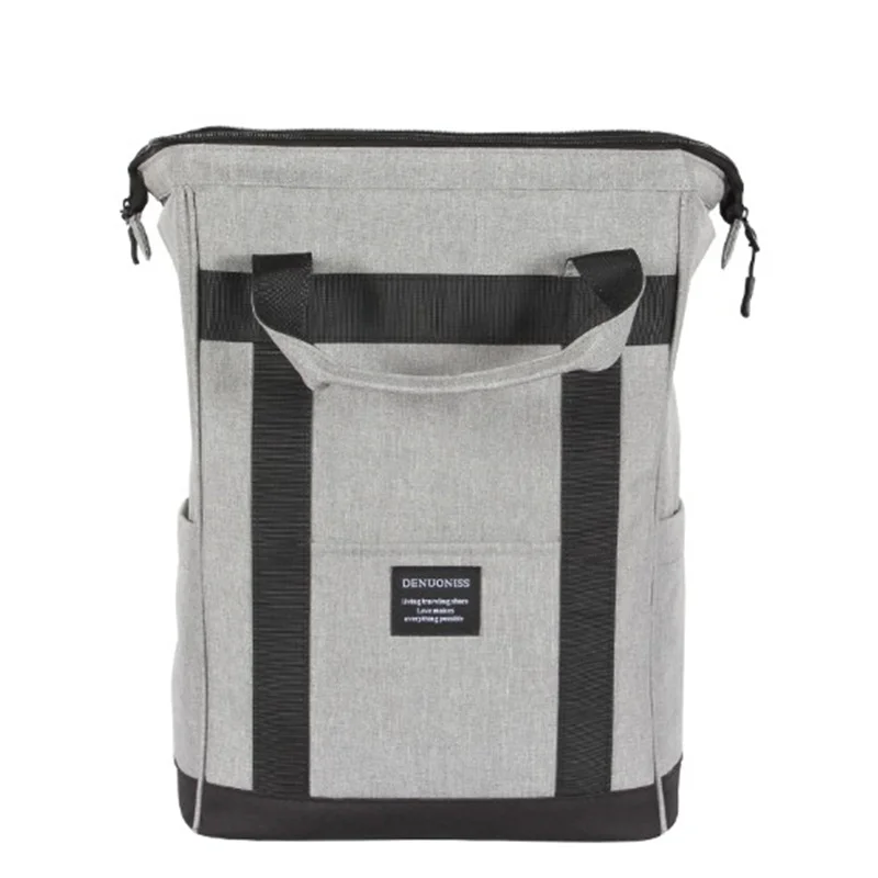 Zaino da esterno portatile di grande capacità, borsa termica per picnic, tessuto oxford nero, a prova di perdite, borsa per ghiaccio per birra fredda_voghion.com