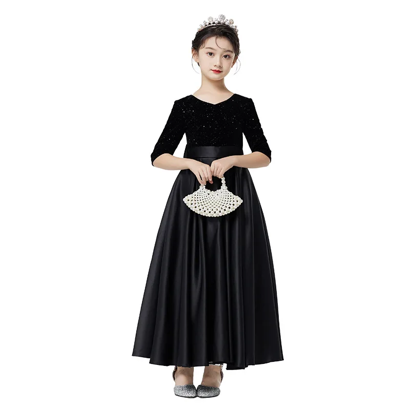 childrens black party dresses Baby Girl Black Shimmery Princess Party Dress main image 1