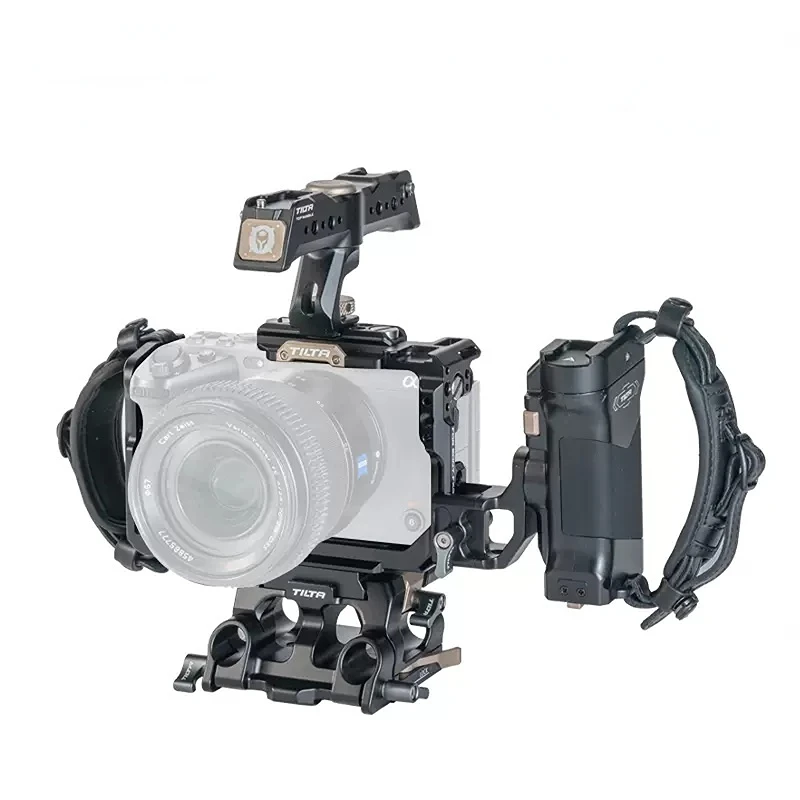 Tilta FX3 FX30 Cage, volledige camerakooi compatibel met Sony FX3/FX30 Pro Kit met HDMI kabelklem, handgreep aan de bovenkant en Linkerkant Geavanceerde Power Handle   Titaangrijs TA T16 C TG